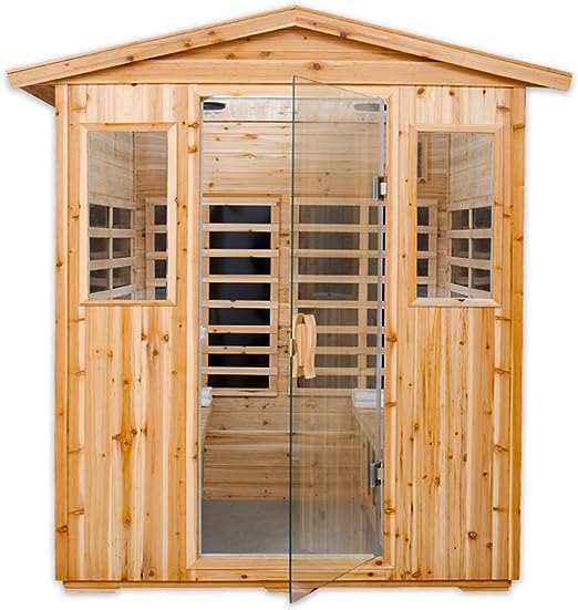 Kanlanth Far Infrared Sauna Low EMF Wooden Sauna for Home - 4 Person Outdoor Sauna Room