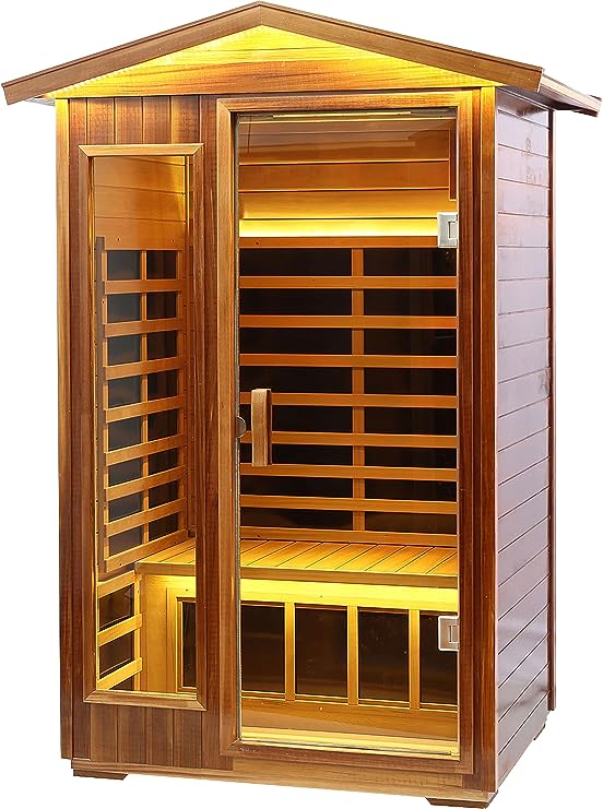 LTCCDSS Outdoor Red Cedar Sauna 2 Person Far Infrared Sauna, Red Cedar Canadian